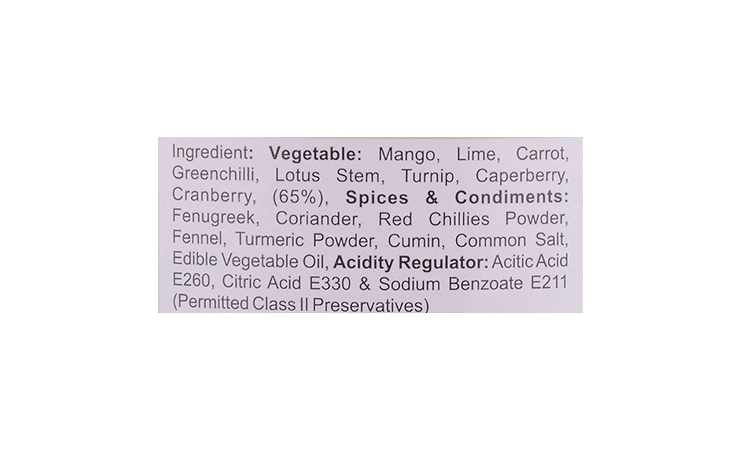 Pachranga's farm Fresh Mixed Pickle    Plastic Jar  1 kilogram